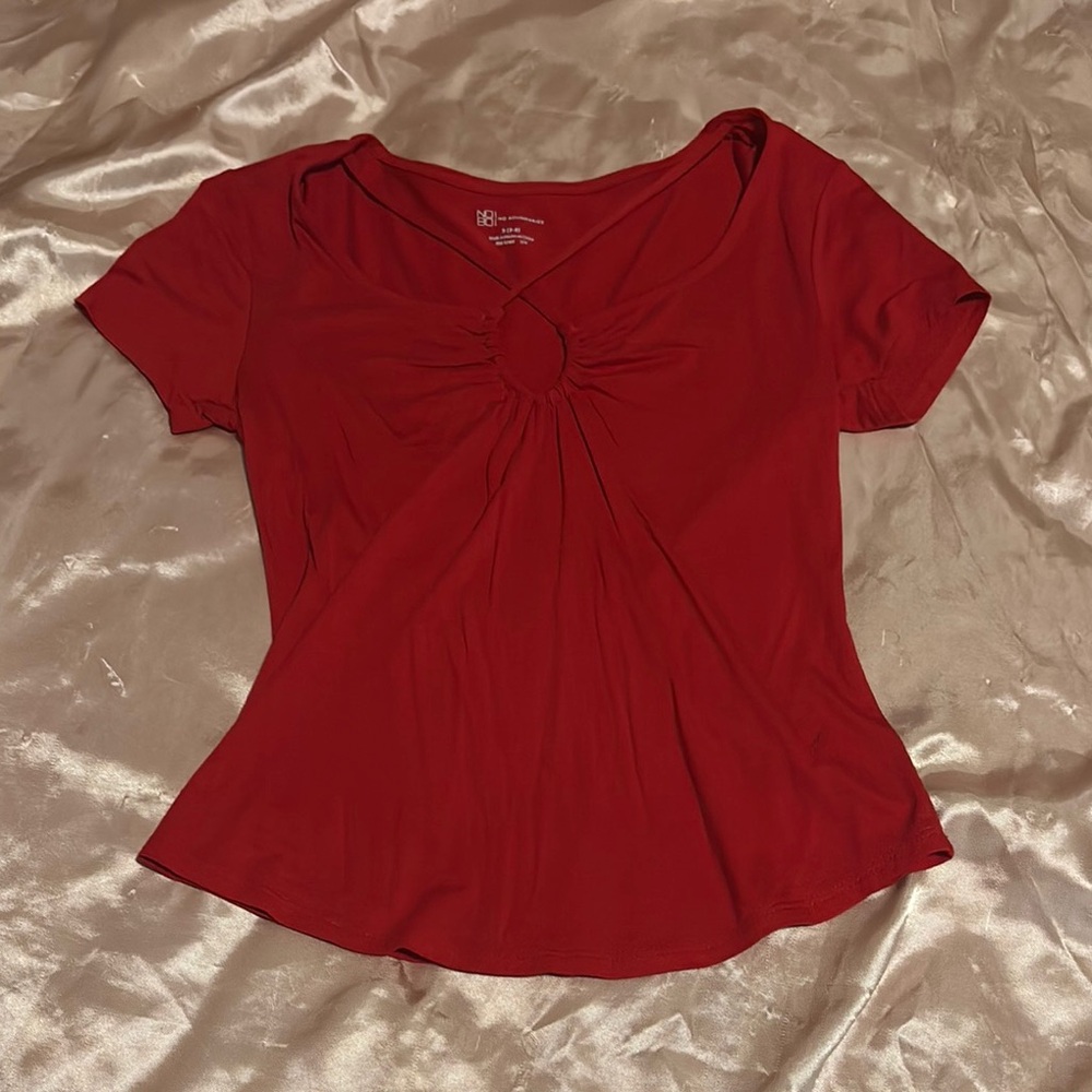 No Boundaries Red Short Sleeve Top
